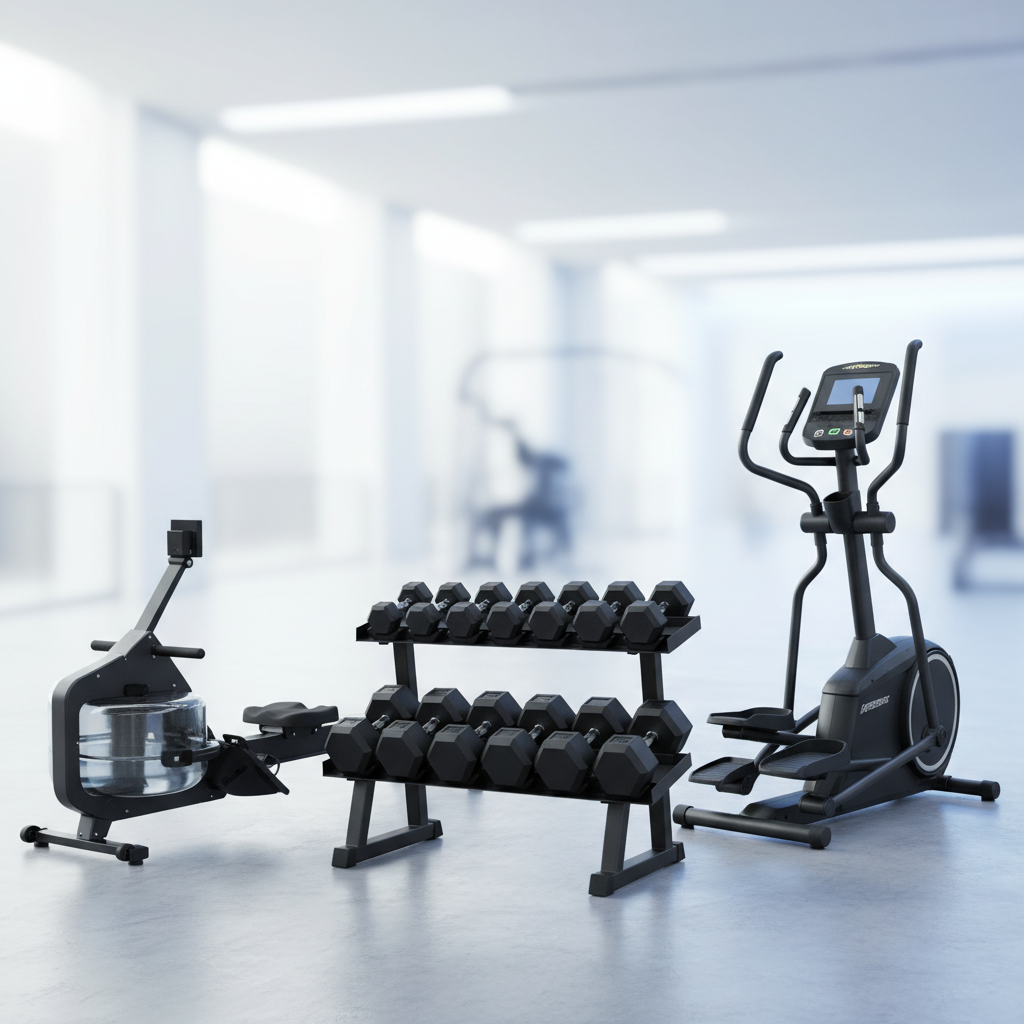 ชุดดัมเบลพร้อมชั้นวาง และเครื่องคาร์ดิโอ