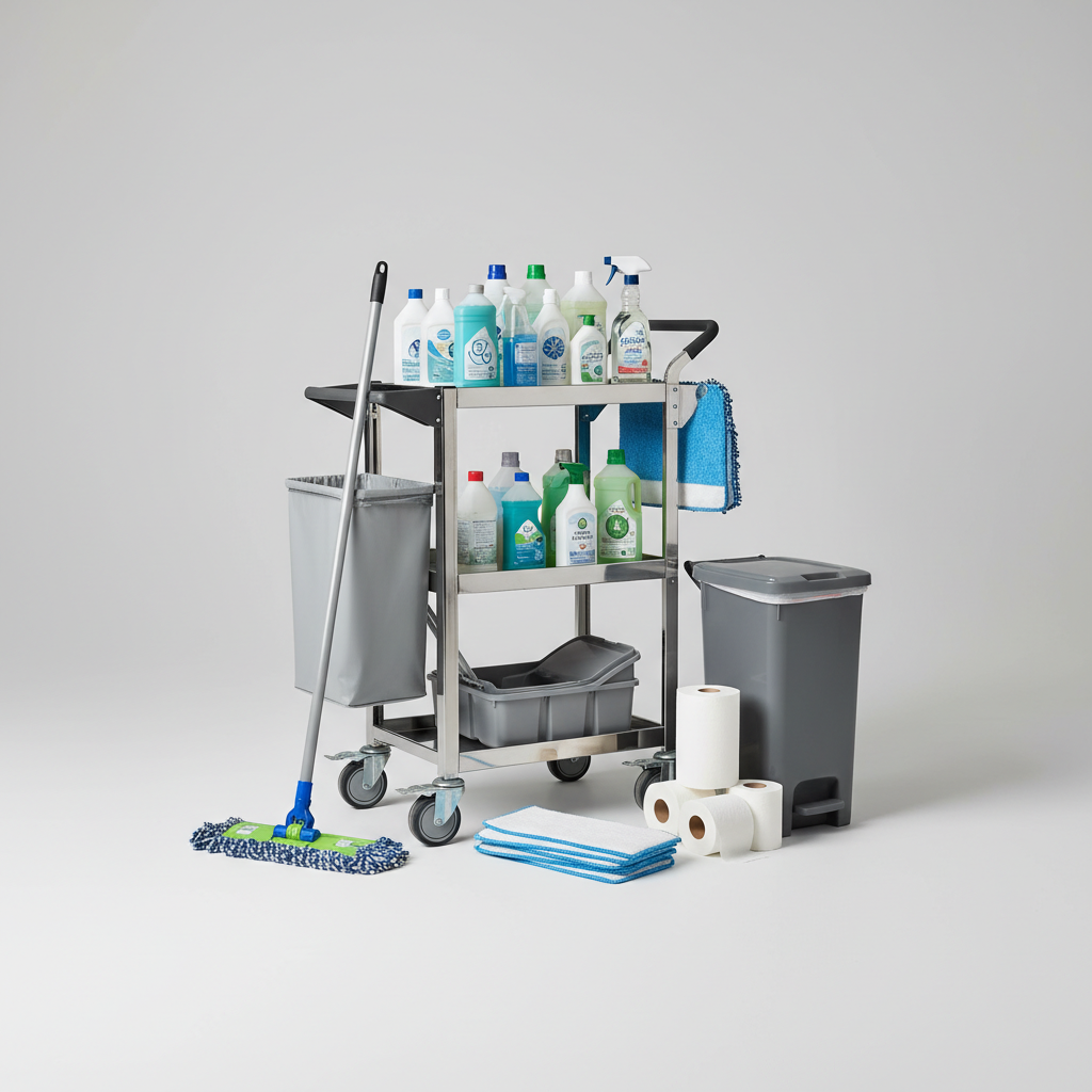 ผลิตภัณฑ์น้ำยา ทำความสะอาด ผลิตภัณฑ์ทำความสะอาด อุปกรณ์ทำความสะอาด เช่น ไม้ม็อบ ผ้าม็อบ รถเมด ถังขยะ และอื่นๆ กระดาษชำระต่างๆ — สินค้าหลัก