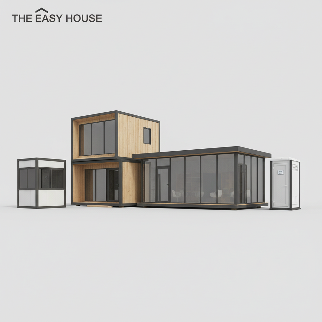 บ้านสำเร็จรูป THE EASY HOUSE ตอบทุกโจทย์ความต้องการ รวม บ้านน็อคดาวน์ราคาถูก สำนักงาน ห้องน้ำ ป้อมยาม สำเร็จรูป และอื่น ๆ ไว้อย่างครบครัน บริการผลิตและจำหน่าย บ้าน สำเร็จรูป บ้านน็อคดาวน์ ออฟฟิศ ร้านค้า สำนักงาน ป้อมยาม สำเร็จรูป รวมถึงห้องน้ำห้องส้วมห้องแต่งตัวแบบเคลื่อนที่และสำเร็จรูป สินค้าทุกชิ้นลูกค้าสามารถออกแบบเองได้ ทำให้ได้สินค้าที่ไม่ซ้ำแบบใครในราคาที่คุณพึงพอใจ ทางเรายินดีรับทำตามแบบที่ลูกค้าต้องการ โดยแบบสินค้าของเรามีจุดเด่นที่สามารถปรับให้เข้ากับความต้องการของลูกค้าได้ ไม่ว่าจะเป็นในส่วนของรูปแบบประตูหน้าต่าง ทำให้ท่านได้สินค้าตรงใจ — สินค้าหลัก