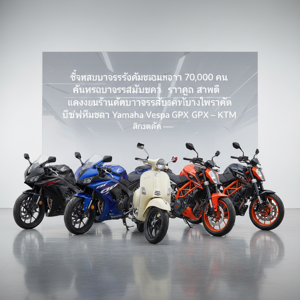 ซื้อขายมอเตอร์ไซค์มือสองมากกว่า 70,000 คัน ค้นหารถมอเตอร์ไซค์มือสอง ราคาถูก สภาพดี แหล่งรวมร้านค้ามอเตอร์ไซค์มือสองทั่วประเทศไทย บิ๊กไบค์มือสอง Honda Yamha Vespa GPX KTM — สินค้าหลัก