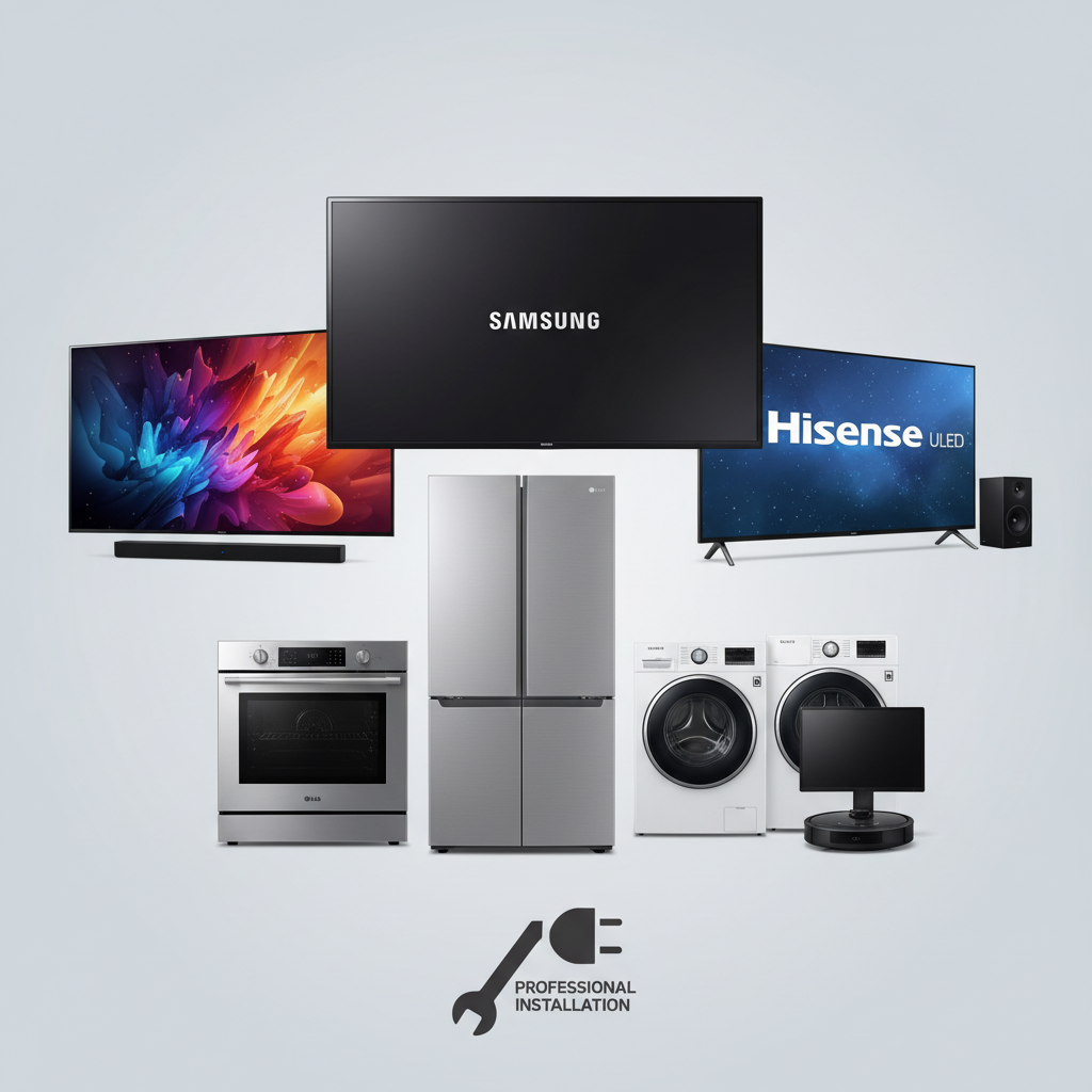ทีวีและเครื่องใช้ไฟฟ้าภายในบ้านที่ดีที่สุด จากแบรนด์ชั้นนำ เช่น SAMSUNG, LG, HISENSE, และ SONY พร้อมบริการติดตั้งถึงที่โดยช่างผู้เชี่ยวชาญ

จำหน่ายทีวีและขาแขวนทีวีบริการติดตั้งทีวีและขาแขวนทีวีทุกชนิด เครื่องเสียงลำโพงและอุปกรณ์ที่เกี่ยวข้อง เครื่องใช้ไฟฟ้าขนาดเล็กและขนาดใหญ่ภายในบ้านและมีบริการที่ดีเพื่อความพึงพอใจของลูกค้าทุกคนด้วย — สินค้าหลัก