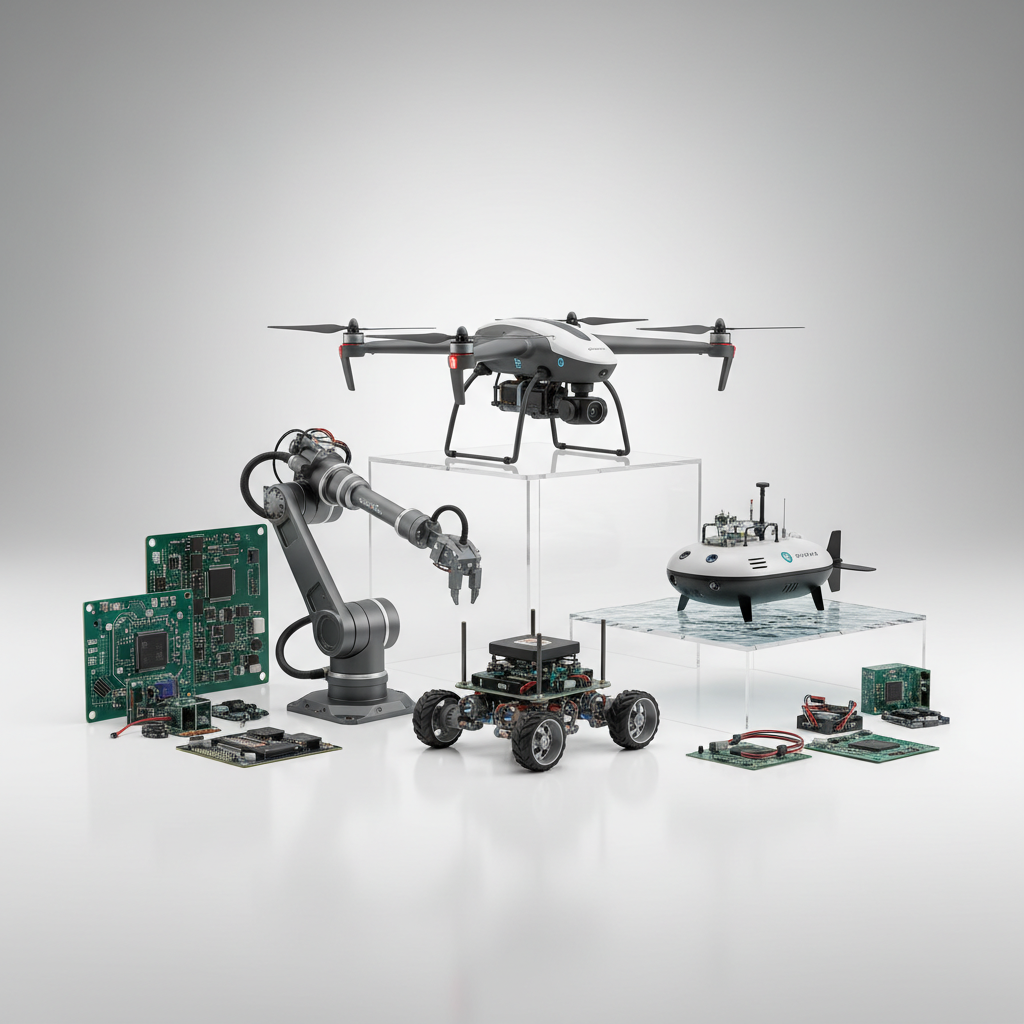 ออกแบบ ผลิต พัฒนา จำหน่าย และให้เช่าระบบควบคุมอัตโนมัติหุ่นยนต์ รวมถึงเครื่องบินไร้คนขับ ทั้งทางบก ทางน้ำ และทางอากาศ ซึ่งหมายถึงรวมระบบฮาร์ดแวร์ และซอฟต์แวร์ทุกประเภท — สินค้าหลัก