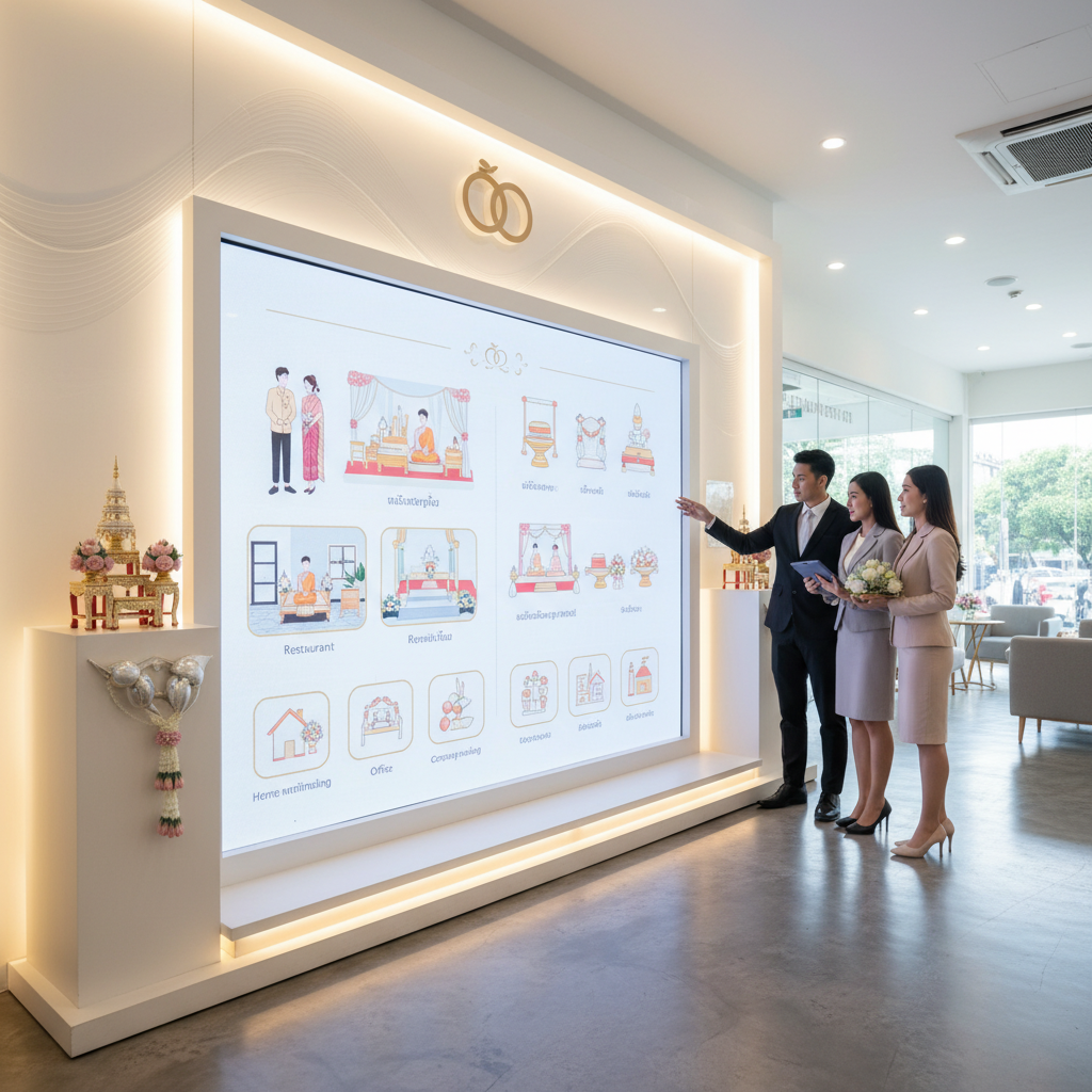 White Wedding รับจัดงานแต่งงานและงานทำบุญ ทั้งงานแต่งงานที่บ้าน สตูดิโอ ร้านอาหาร และ งานทำบุญบ้าน ทำบุญออฟฟิส ทำบุญบริษัท ทำบุญโรงงาน รวมทั้งให้เช่าอุปกรณ์แต่งงานและทำบุญ เช่น ตั่งรดน้ำสังข์ ขันหมาก เวที จัดดอกไม้โดยช่างมืออาชีพ เช่าโต๊ะหมู่ อาสนะพระ เวทีพระ โตกอาหารพระ ถ้วยชาม รับจัดทำบุญ งานแต่ง รุ่นแนะนำ