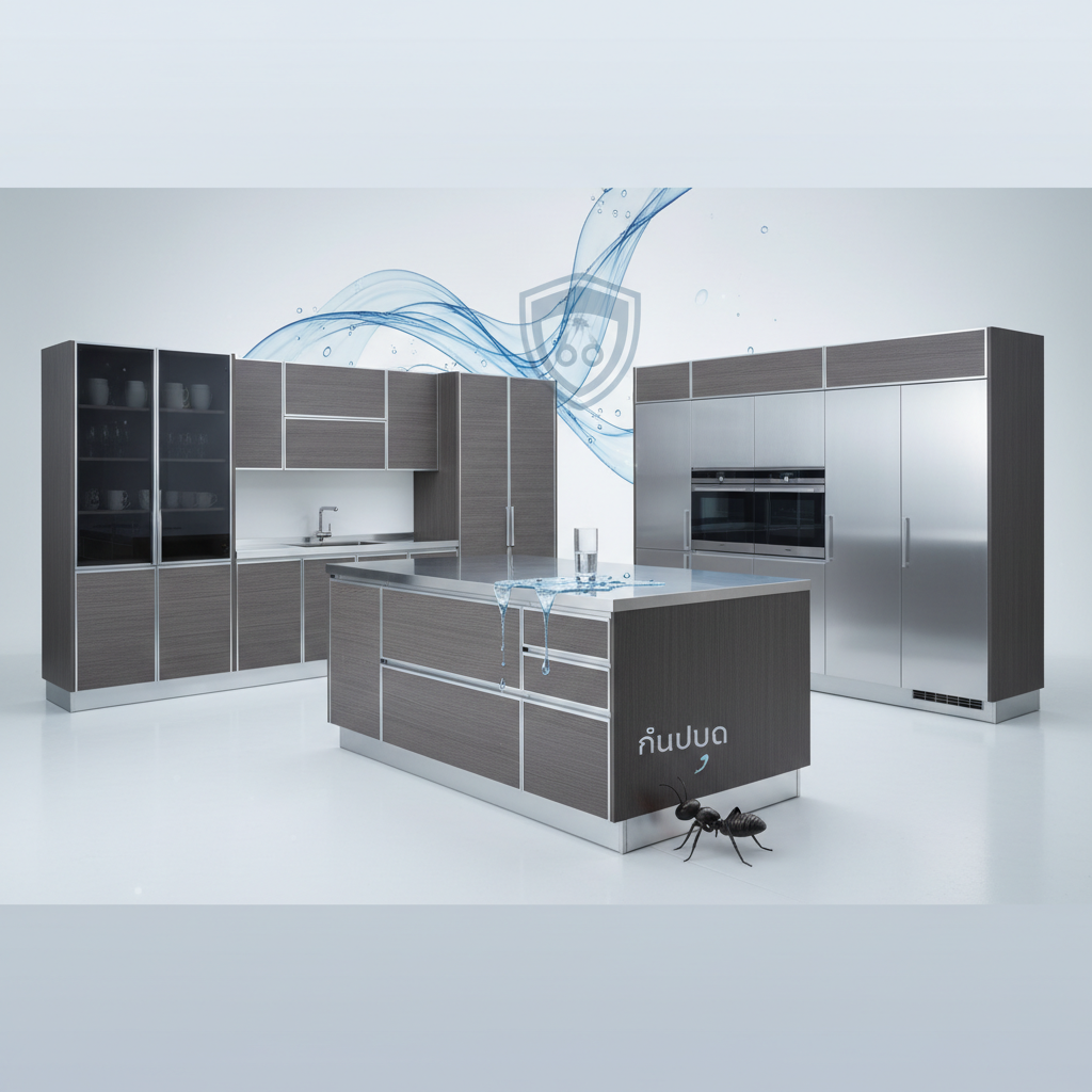 ชุดครัวบิ้วท์อินอลูมิเนียมแท้ ทนน้ำ กันปลวก 100%