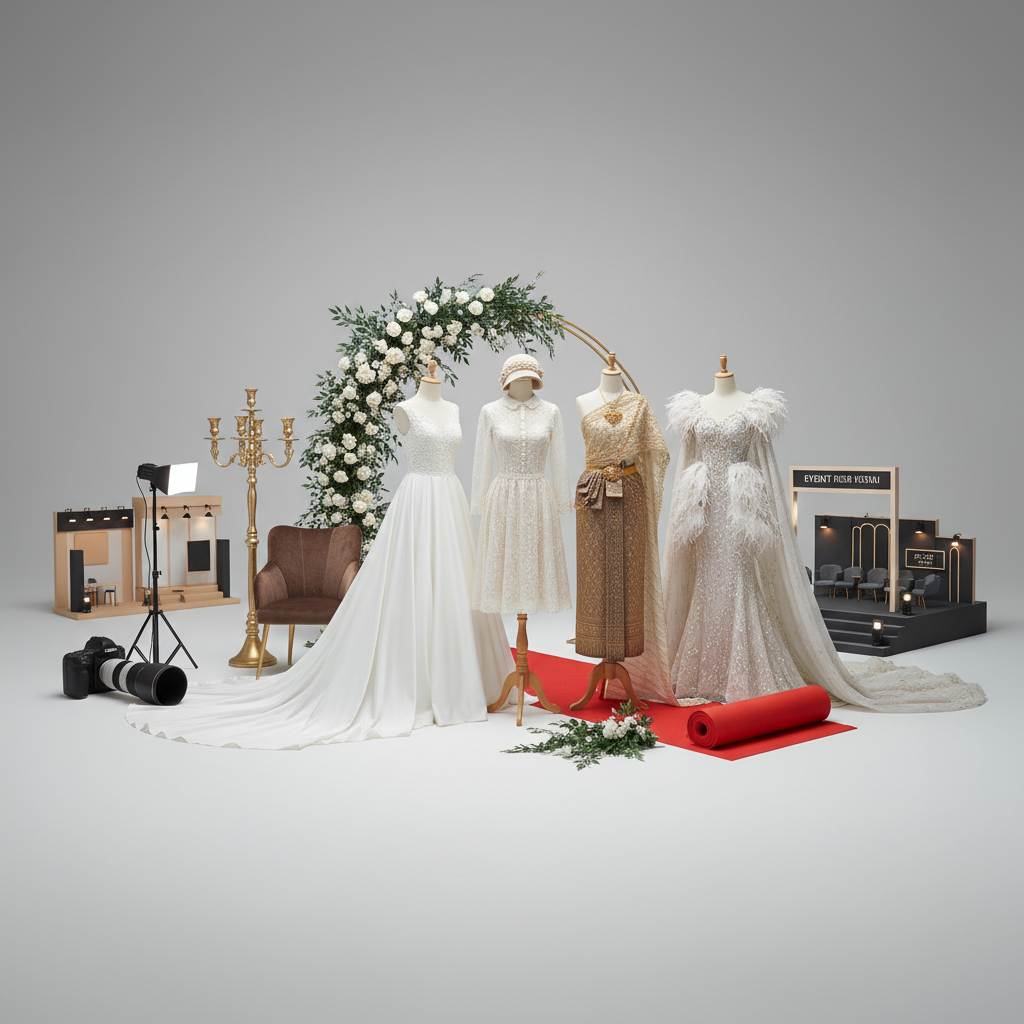 สตูดิโอชุดแต่งงานแบบสากล ชุดวินเทจ ชุดไทย ชุดแฟนซี บริการเช่าอุปกรณ์จัดงานแต่งงาน บริการถ่ายพรีเวดดิ้ง รับจัดงาน อีเว้นท์ จัดงานแสดงสินค้า จัดกิจกรรมต่างๆ — สินค้าหลัก