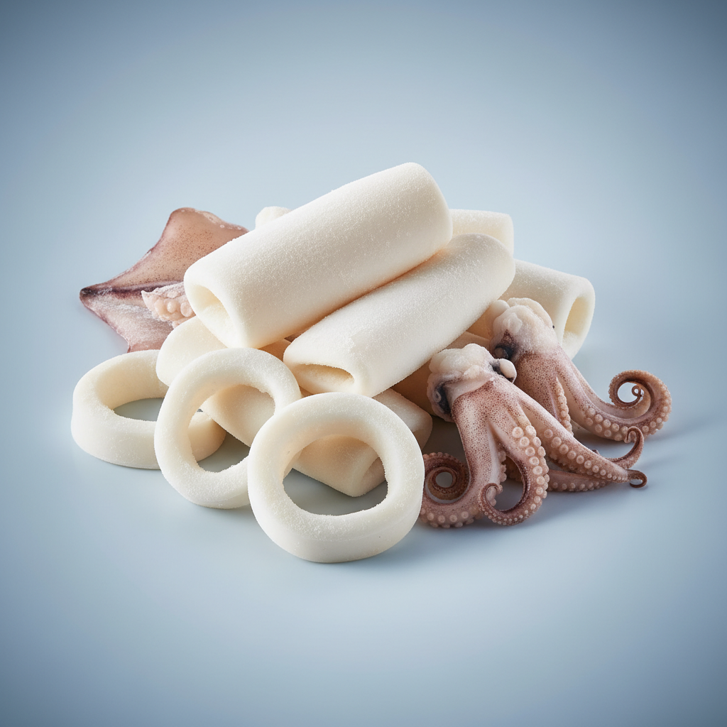 ปลาหมึกกล้วยแช่แข็งทำความสะอาดพร้อมใช้ (Cleaned Frozen Squid)