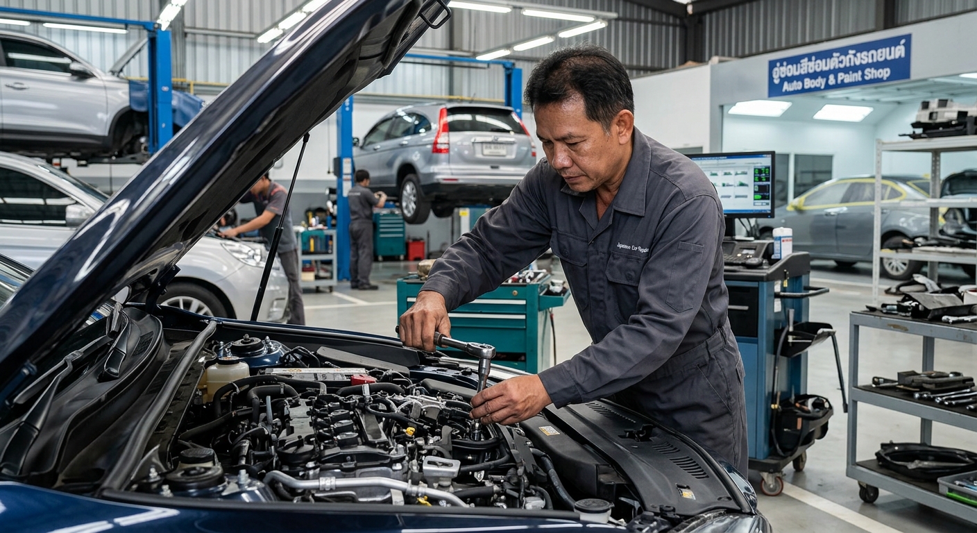 ประกอบกิจการให้บริการ ซ่อมแซม บำรุงรักษา ตรวจสอบ เครื่องยนต์ทุกประเภท ช่วงล่างยานพาหนะทุกประเภท อู่ซ่อมสีซ่อมตัวถังรถยนต์ ย่านนวมินทร์ บึงกุ่ม รามอินทรา หาอู่ประกันใกล้ฉัน มองหาอู่ซ่อมรถดีๆ มองหาอู่ซ่อมรถฝีมือดี แนะนำบริษัท แจแปนนีส คาร์ รีแพร์ จำกัด — สินค้าหลัก