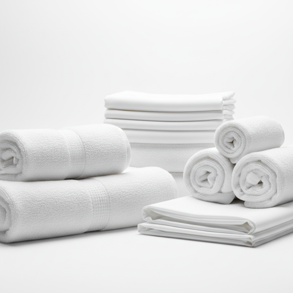 บริการซักอบรีดผ้าครบวงจร โรงแรม อพาร์ทเม้นท์ ร้านสปา ผ้างานจัดเลี้ยง ผ้าขาวสะอาด ฟู นุ่ม และมีกลิ่นหอม สะอาด — สินค้าหลัก