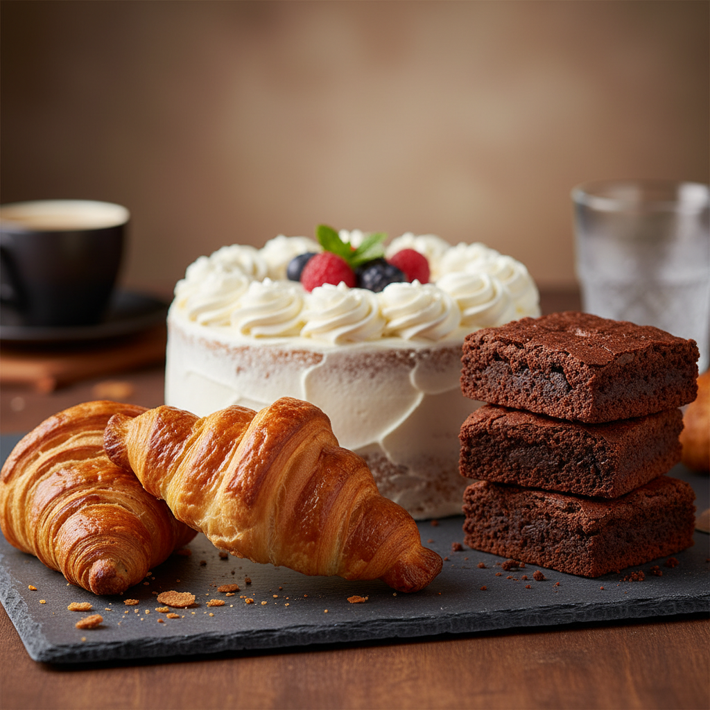 ขนมเค้ก บราวนี่ และครัวซองต์