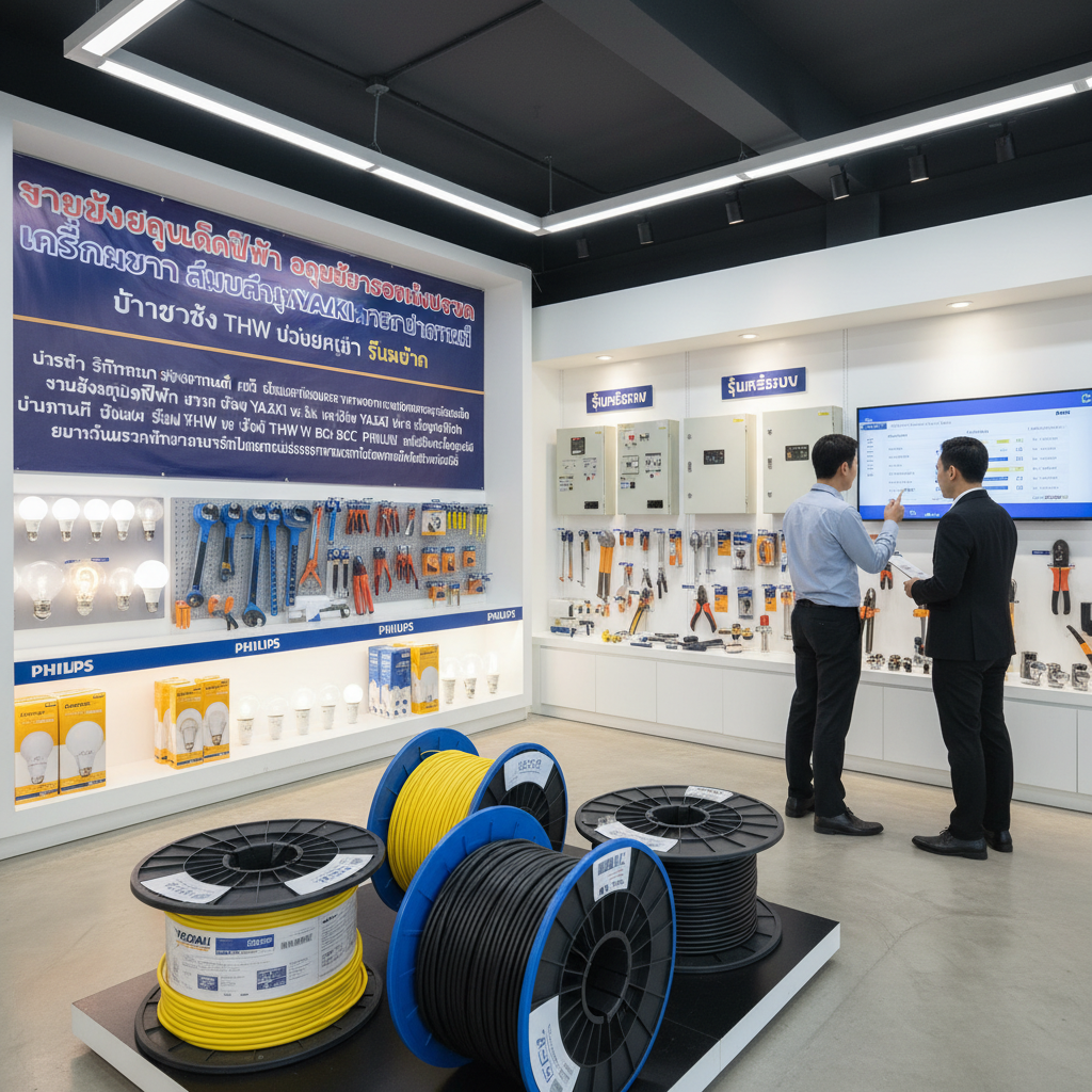 ขายส่งอุปกรณ์ไฟฟ้า อุปกรณ์ช่างซ่อมน้ำประปา เครื่องมือช่างลำลูกการาคาถูก ปทุมธานี ร้านขายส่งสายไฟฟ้า ยี่ห้อ YAZAKI และ สายไฟ THW ยี่ห้อ BCC PHILIPS หลอดไฟ ตู้ควบคุมไฟฟ้าและเบรกเกอร์ รุ่นแนะนำ