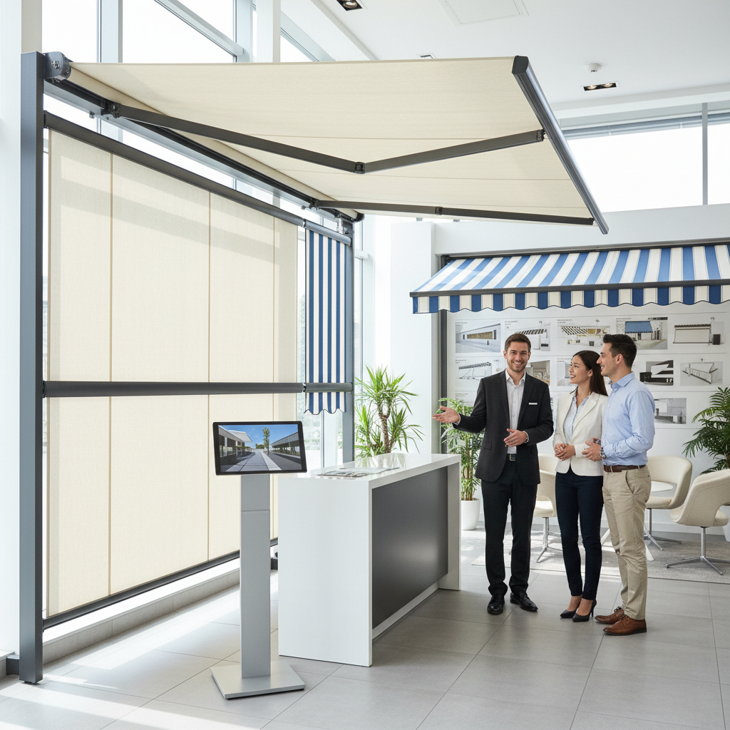 กันสาดพับเก็บได้อัตโนมัติและกันสาดผ้าใบ