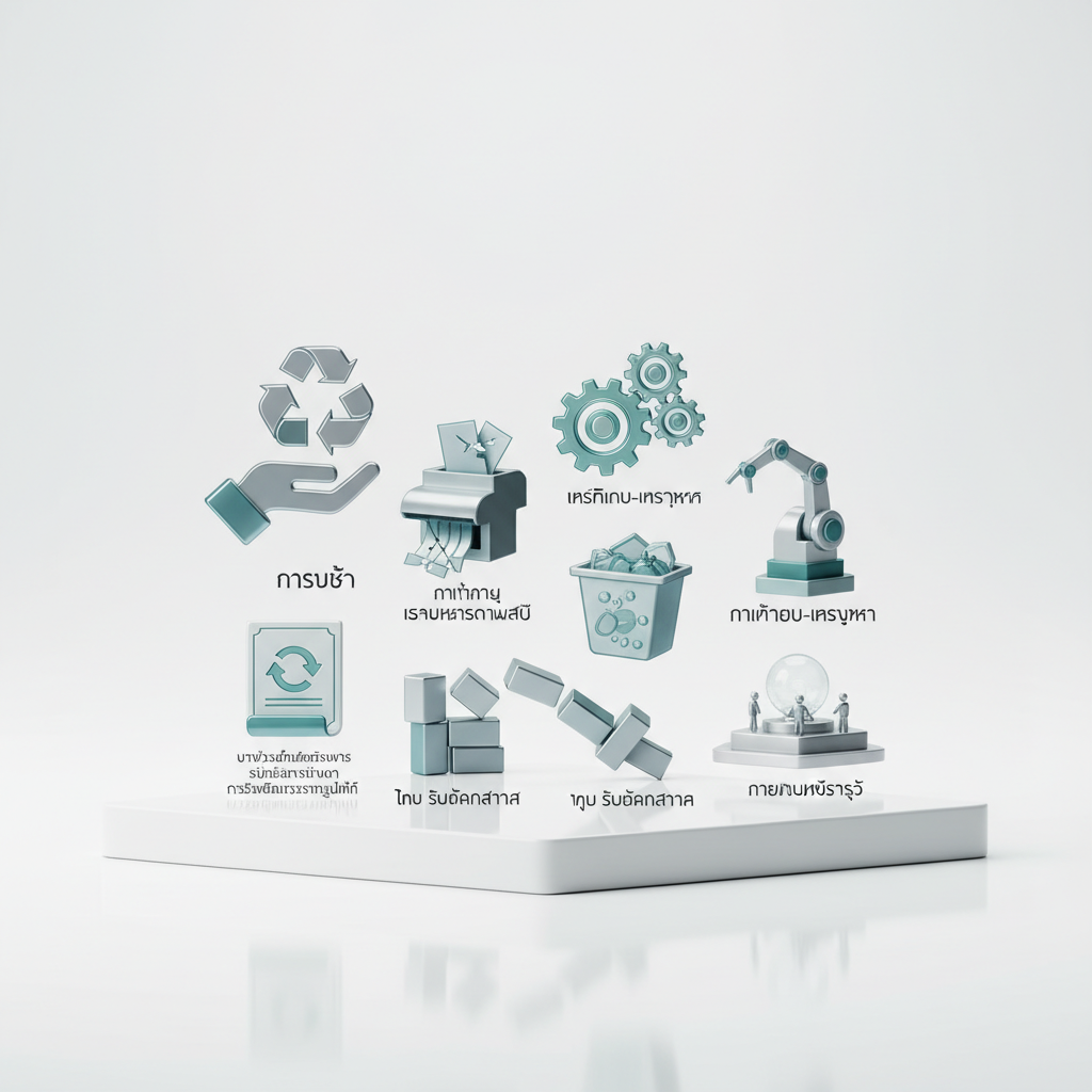 บริการ การรับซื้อ การรีไซเคิล การอบรมให้ความรู้ การทำลายเอกสารความลับ เครื่องมือ-เครื่องจักร บริการพิเศษอื่นๆ ทุบ รื้อถอนอาคาร บริการเก็บกากของเสียจากโรงงานอุตสาหกรรม บริการออกเอกสารรับรองยืนยันการรีไซเคิลวัสดุบรรจุภัณฑ์ — สินค้าหลัก